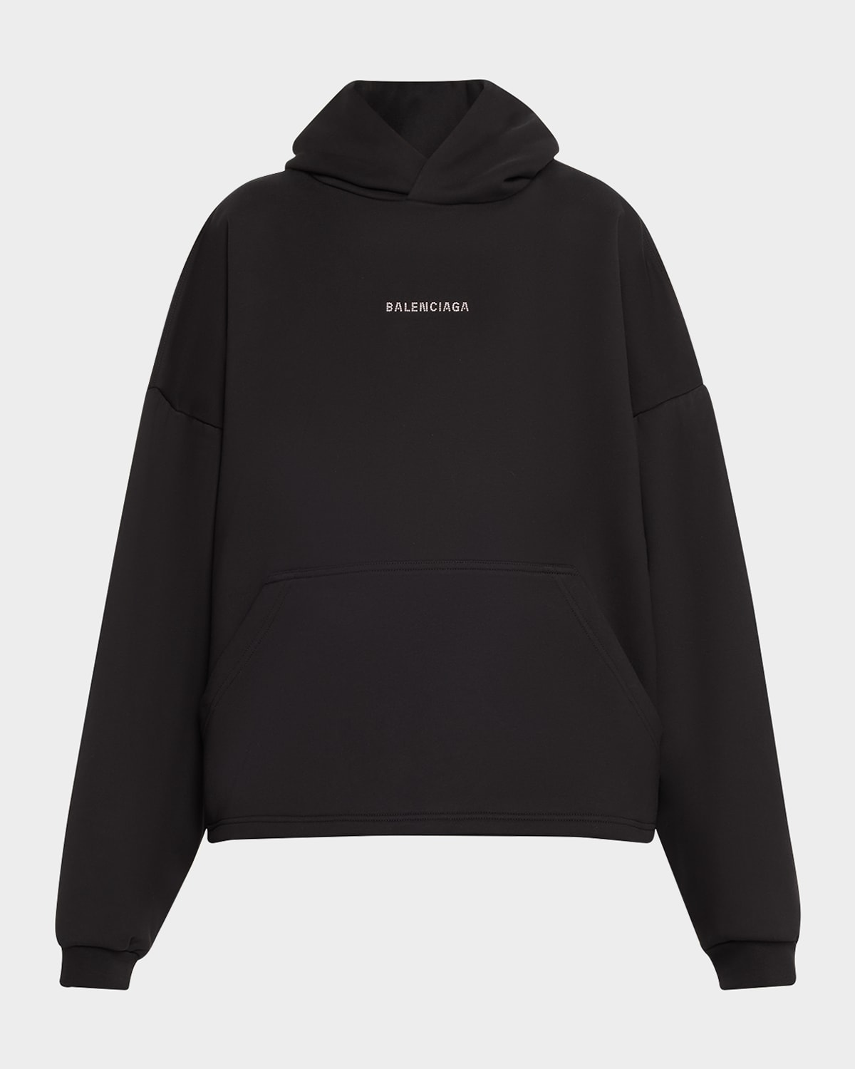 Shop Balenciaga Logo Embellished Cropped Hoodie In Black