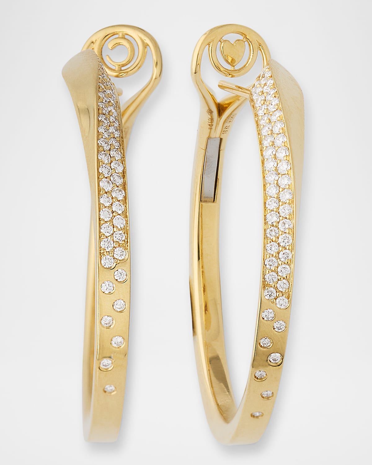 18K Yellow Gold Crivelli Diamond Hoop Earrings
