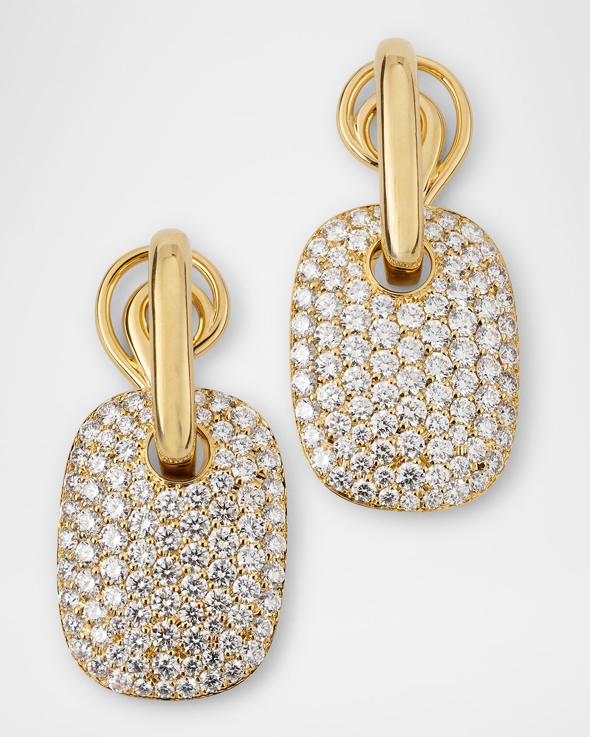 18K Yellow Gold Pavé Diamond Earrings