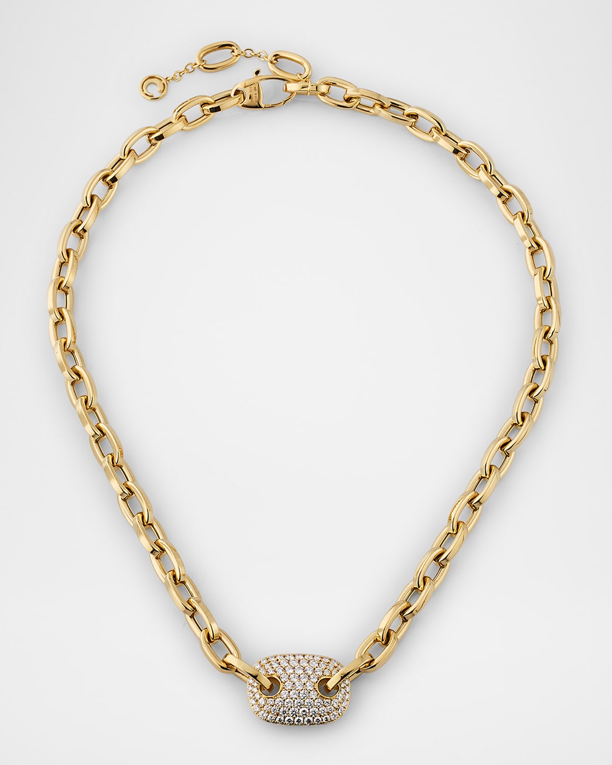 18K Yellow Gold Crivelli Pave Diamond Link Necklace