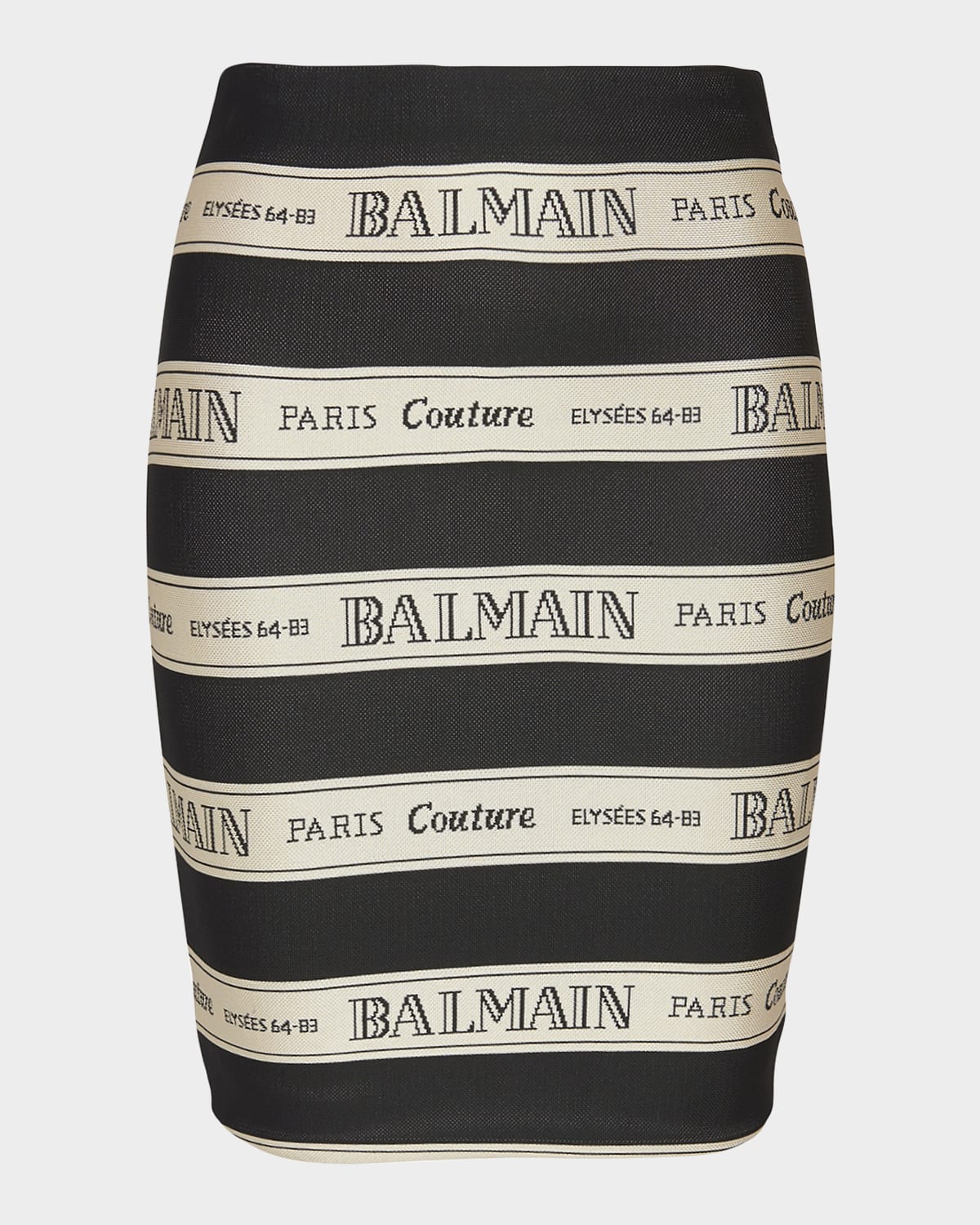 Balmain Ribbon Motif Short Jacquard Skirt In Blkbeige