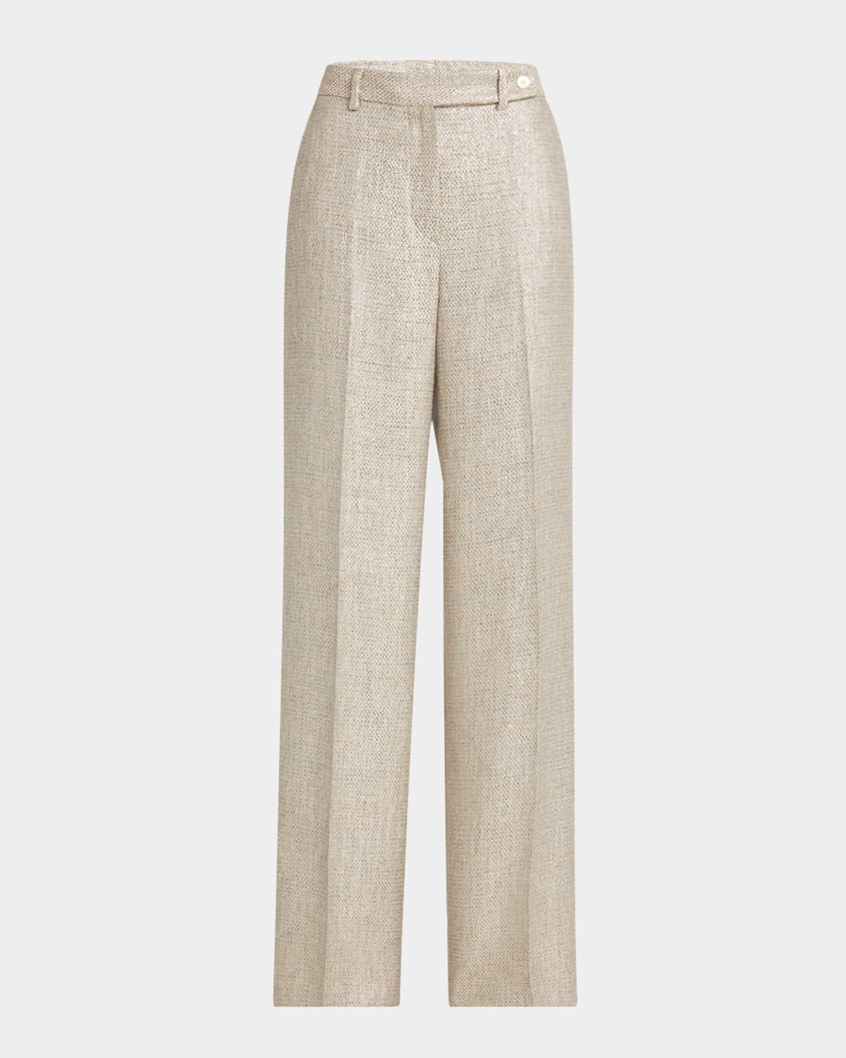 Kiton Metallic Crepe Straight-leg Trousers In Slvr