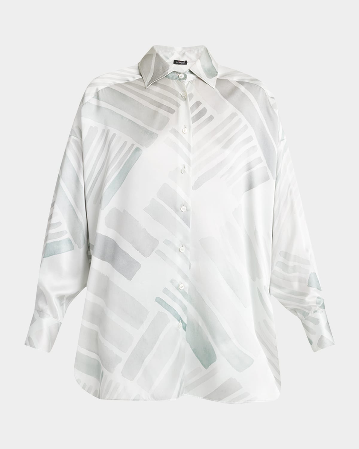 KITON ABSTRACT-PRINT SILK OVERSIZED BLOUSE 