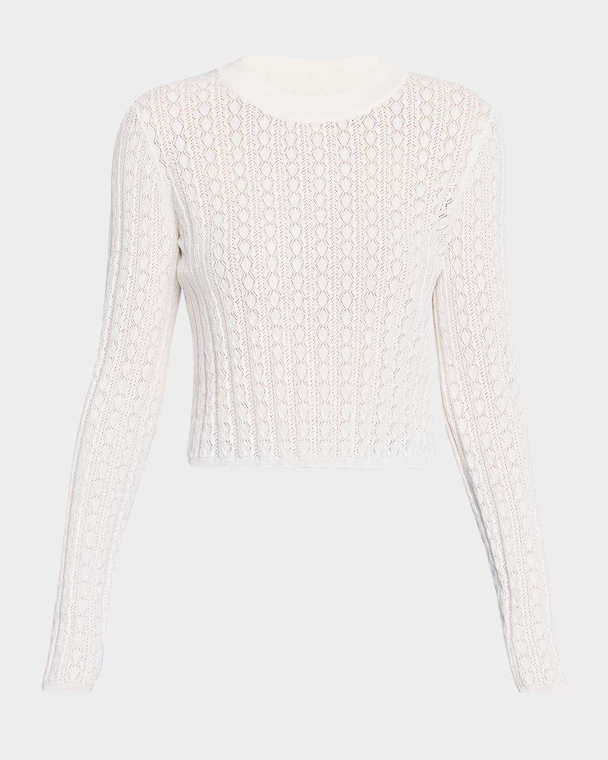 LOULOU STUDIO TINOS POINTELLE KNIT CROPPED SWEATER 