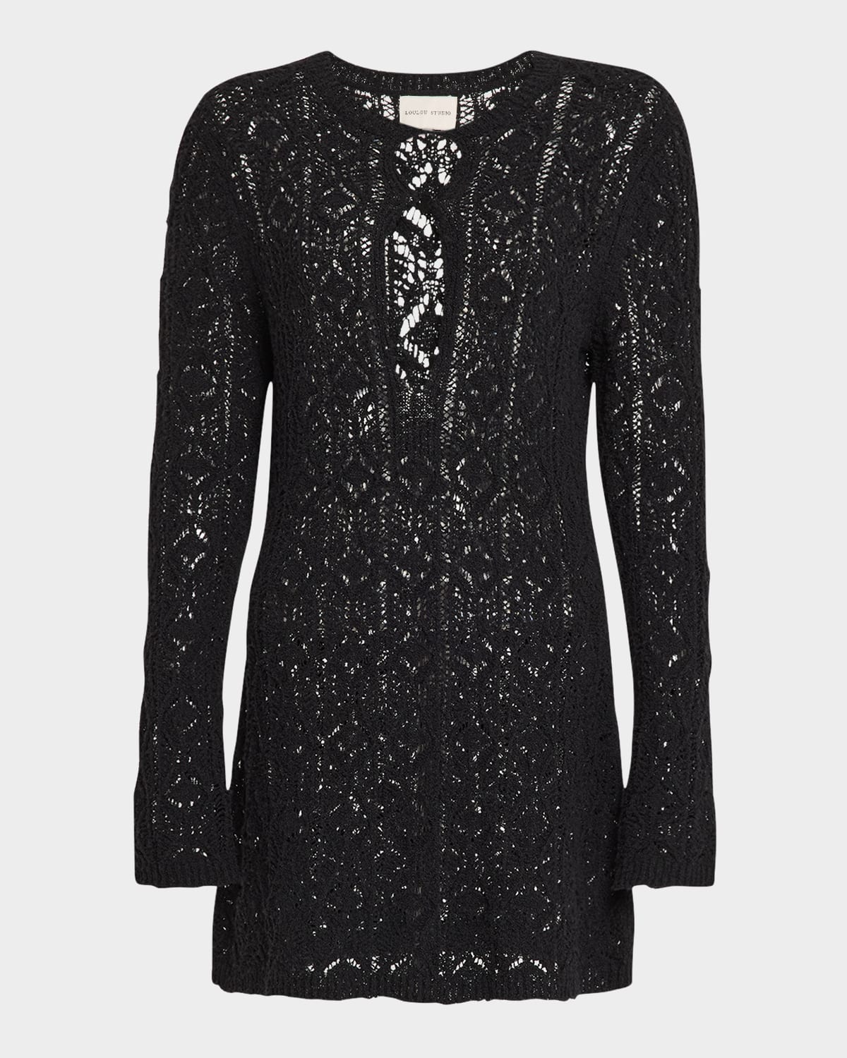 Shop Loulou Studio Evan Lace Stitch Dress In Black