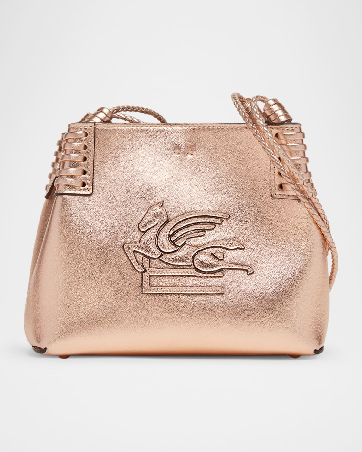 Etro Libra XS Metallic Leather Shopping Crossbody Bag