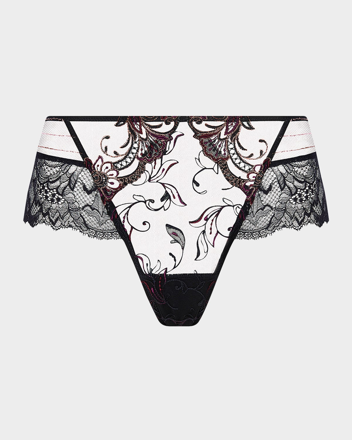 Lise Charmel Charme Secret Embroidered Lace Boyshorts In Cn/charme Noir