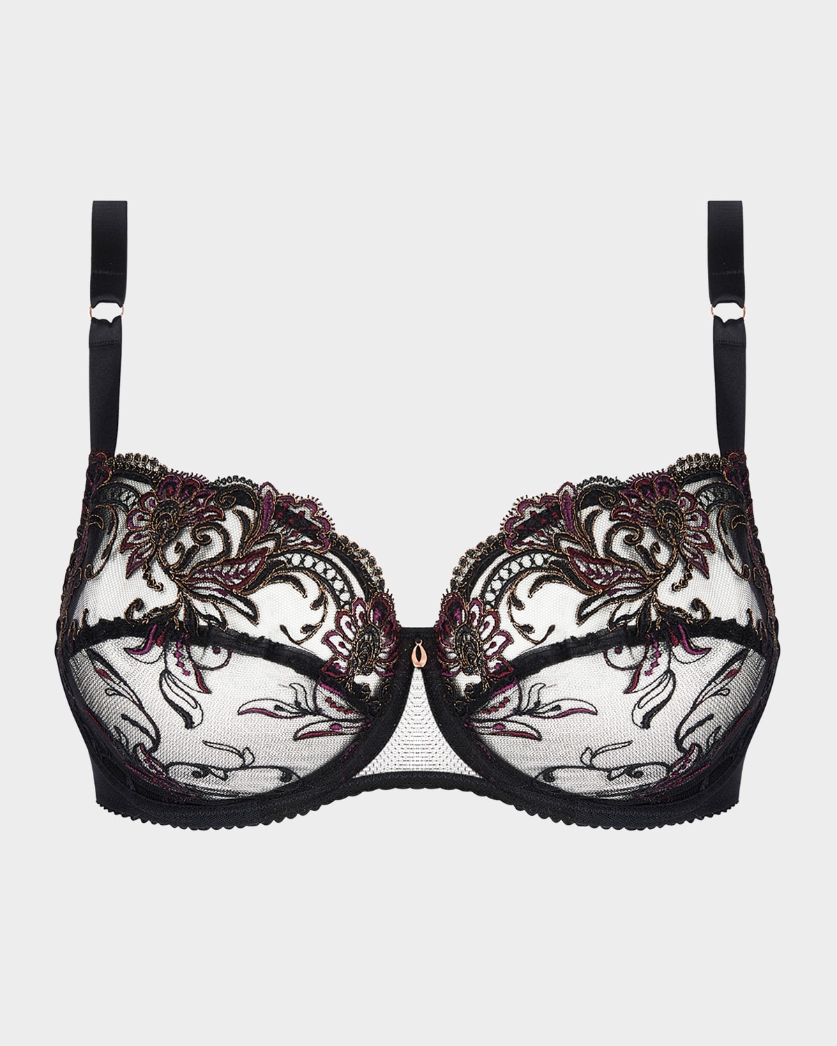 Lise Charmel Charme Secret Embroidered Lace Demi Bra In Cn/charme Noir