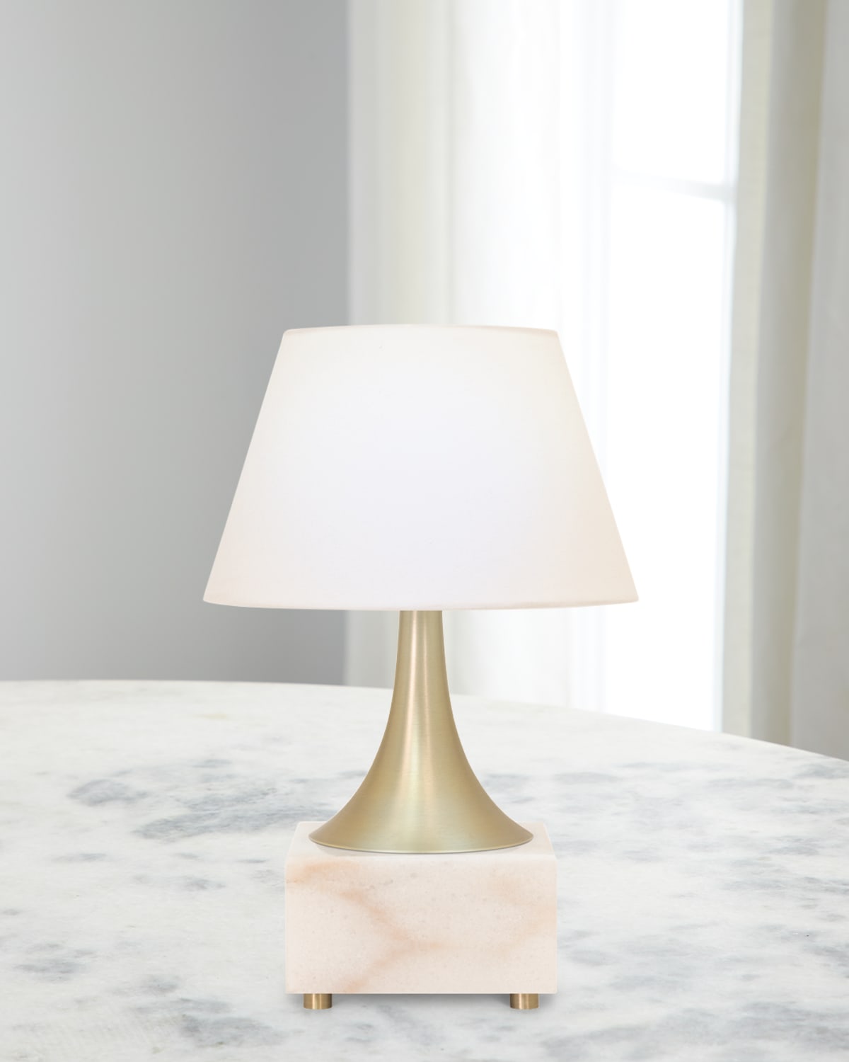 Couture Lamps Marble Rechargeable 12" Table Lamp In White