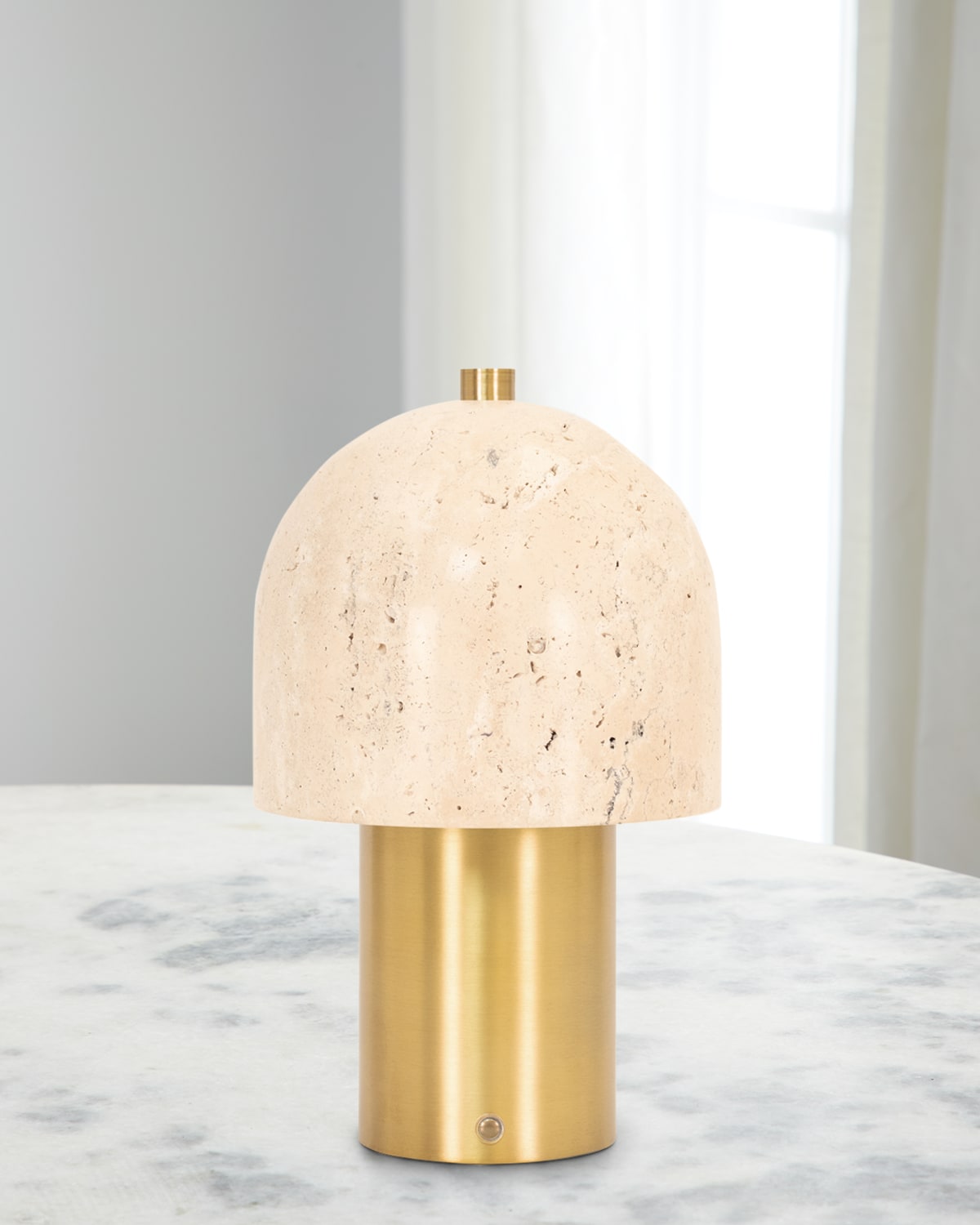 Shop Couture Lamps Travertine Rechargeable 10.5" Table Lamp In Gold/pink