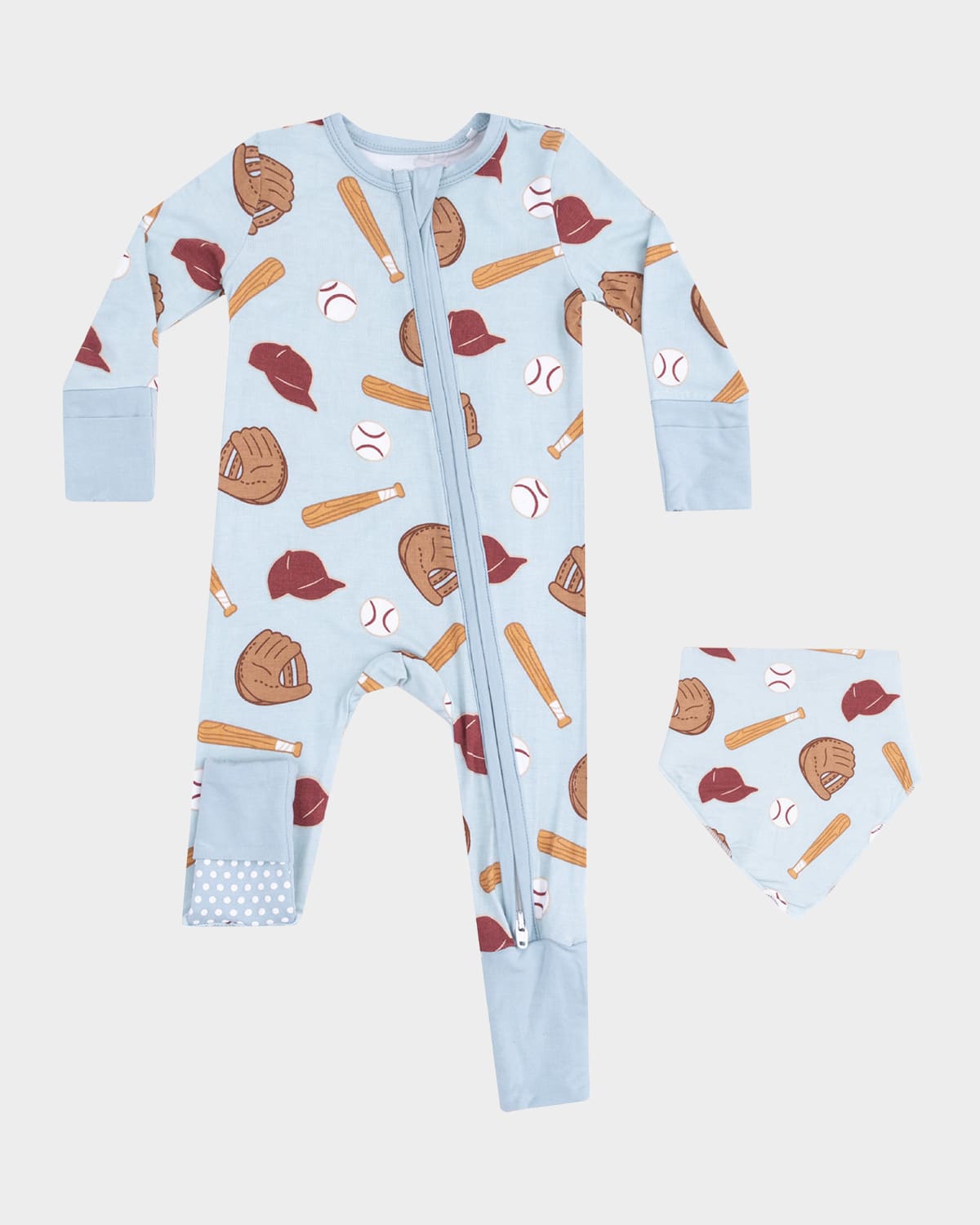 Angel Dear Boy's Baseball-print Coverall In Blue