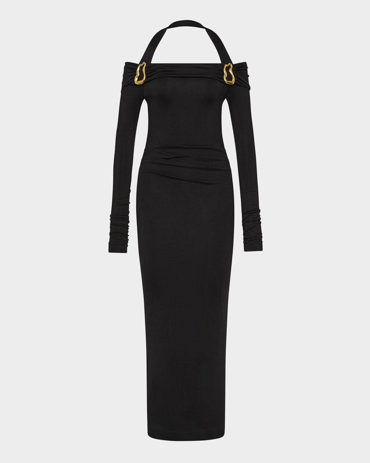 Rebecca Vallance Domenica Halter Midi Dress In Black