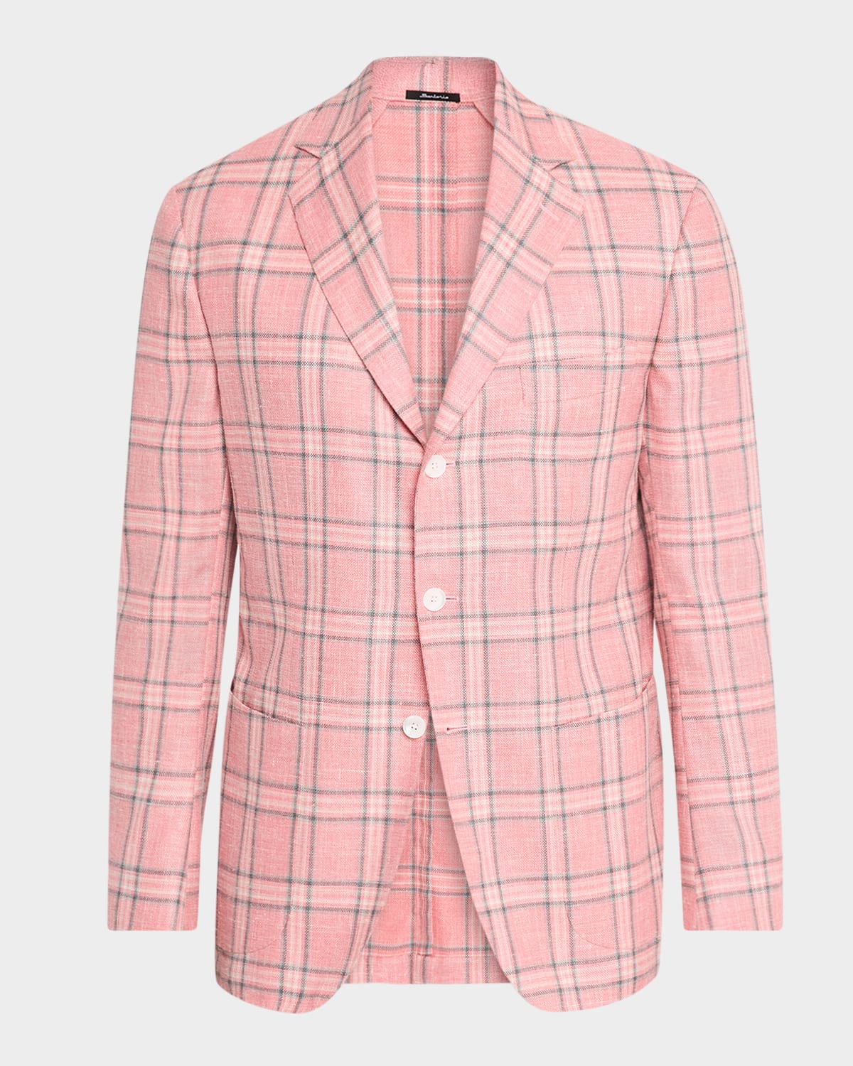 Men's Plaid Windowpane Single-Breasted Sport Coat