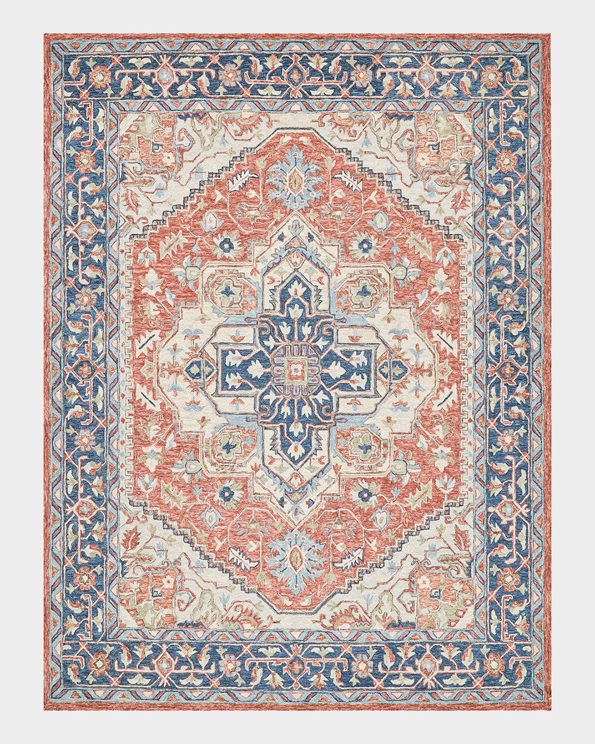 Exquisite Rugs Richmond Serapi Hand-tufted Red/blue Rug, 9' X 12' In Red/blue