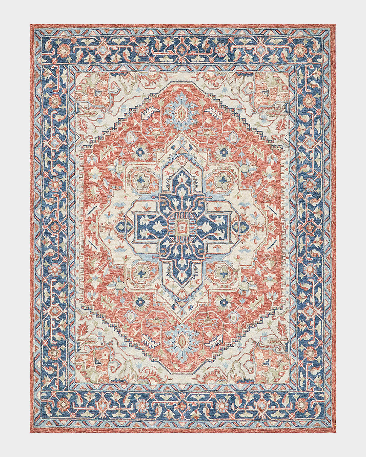 Exquisite Rugs Richmond Serapi Hand-tufted Red/blue Rug, 10' X 14' In Red/blue
