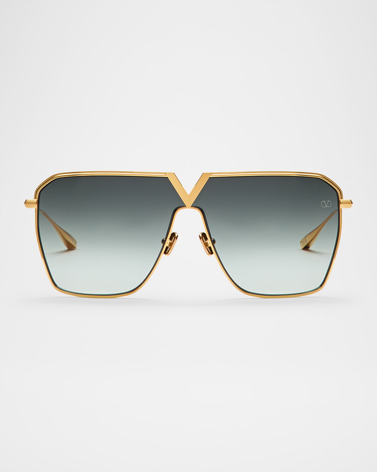 Valentino V-goldshield Titanium Square Sunglasses In Gld Brown