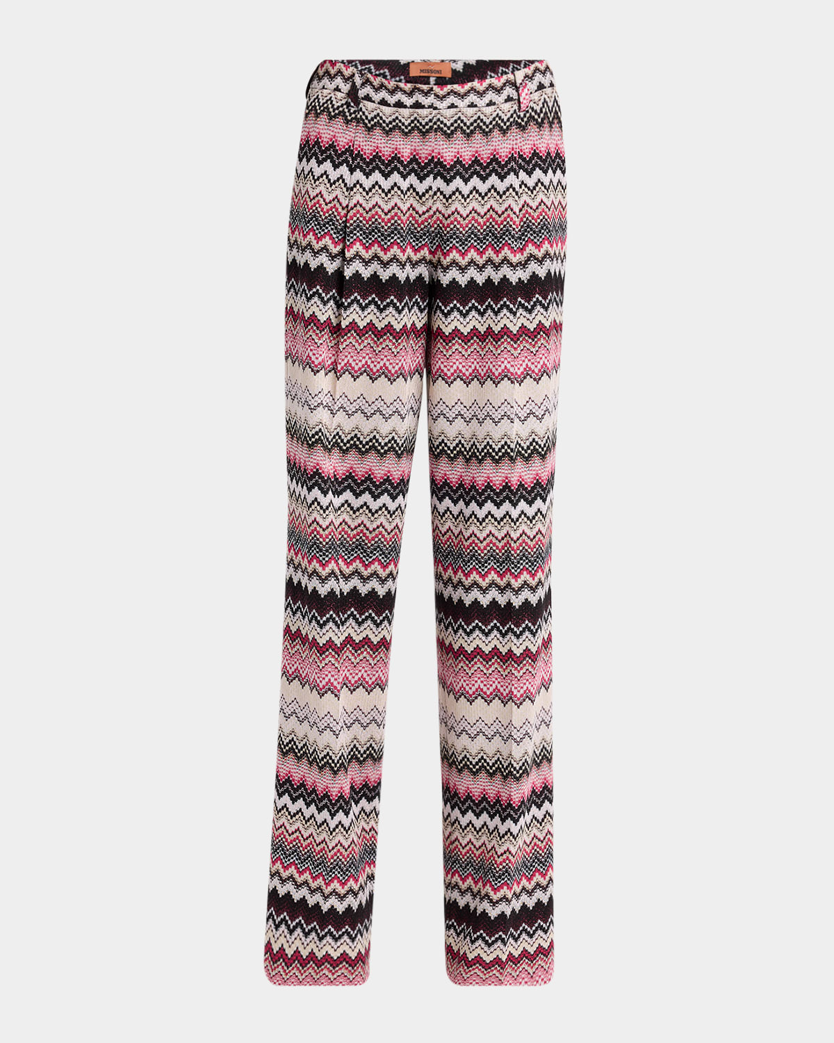 MISSONI METALLIC CHEVRON PLEATED STRAIGHT-LEG TROUSERS 