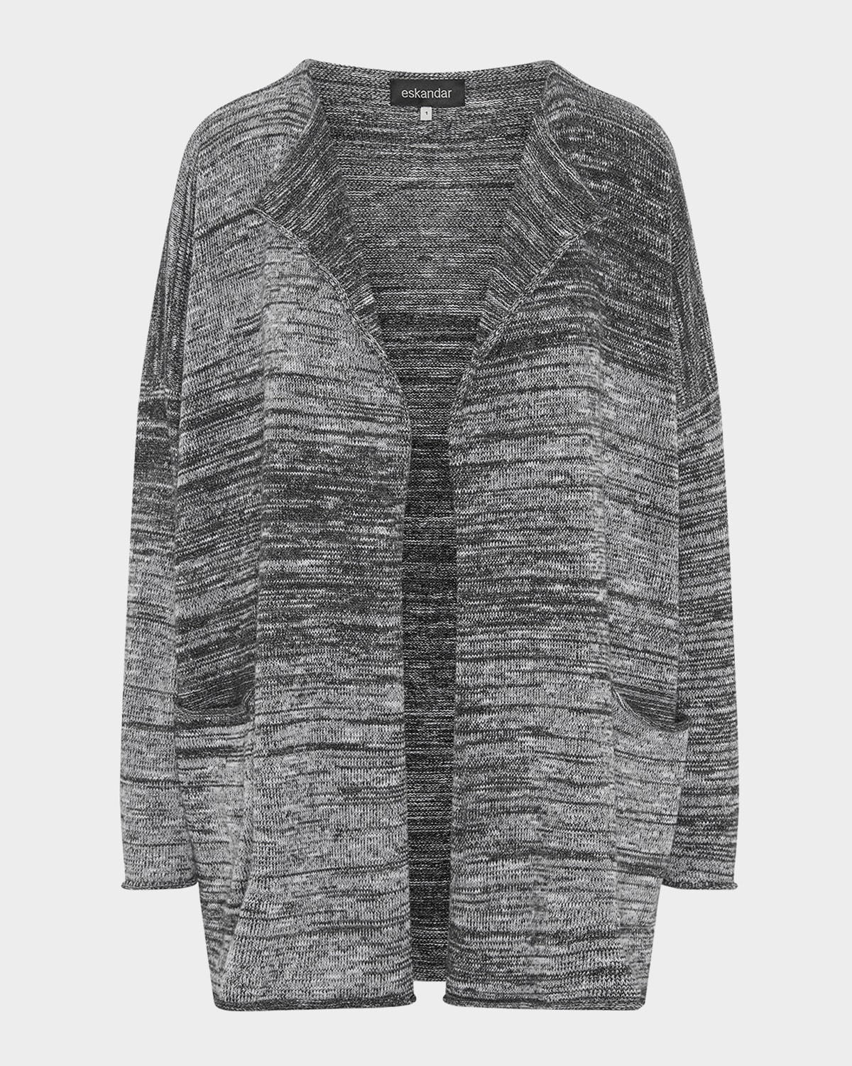 Eskandar Open Front Jacket (mid Plus Length) In Monochrome