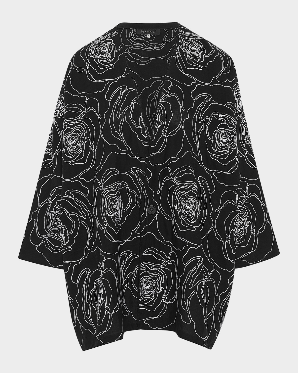 Eskandar Wide A-line V-neck Jacket (long Length) In Black