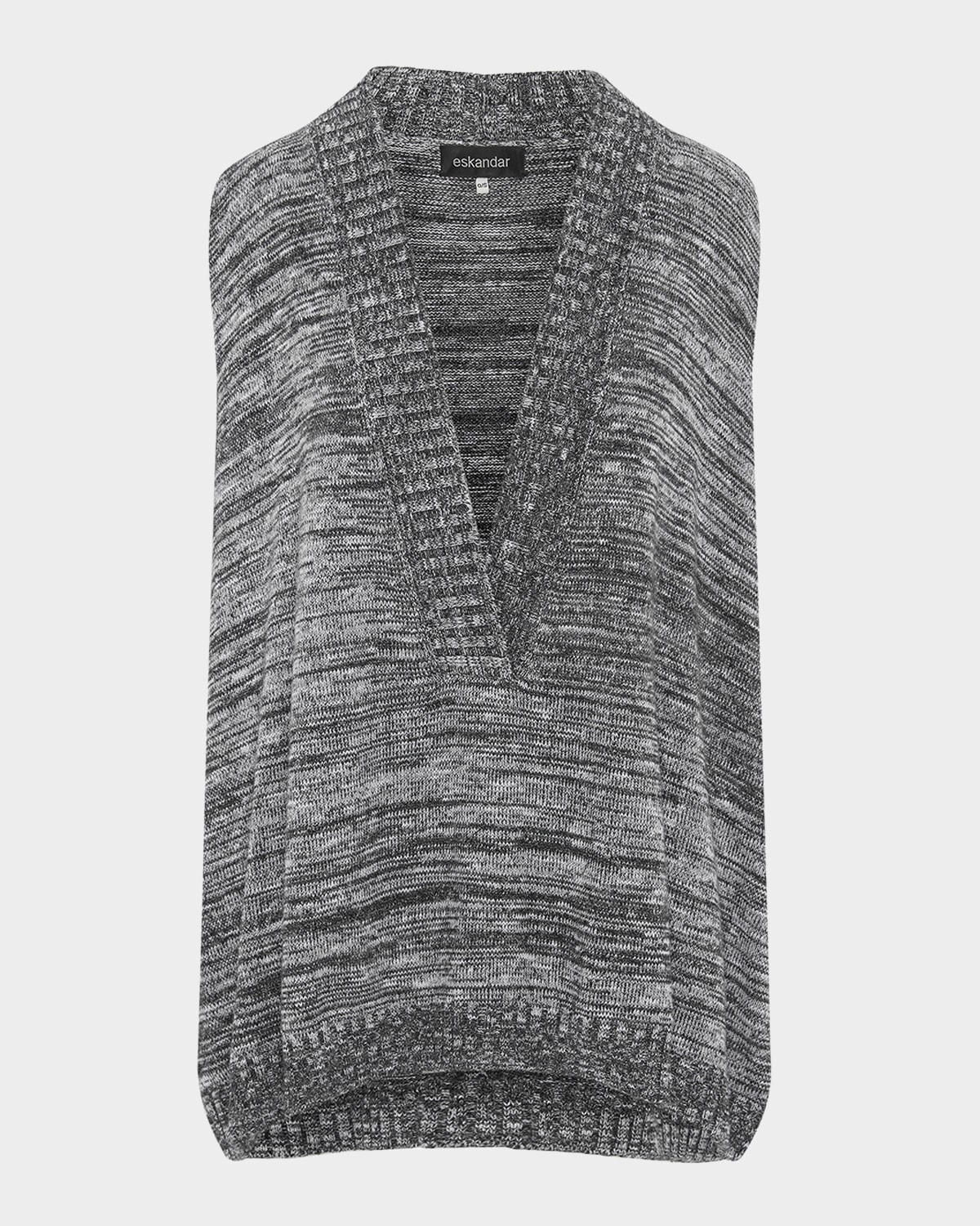 ESKANDAR A-LINE SLEEVELESS V SWEATER (MID PLUS LENGTH) 