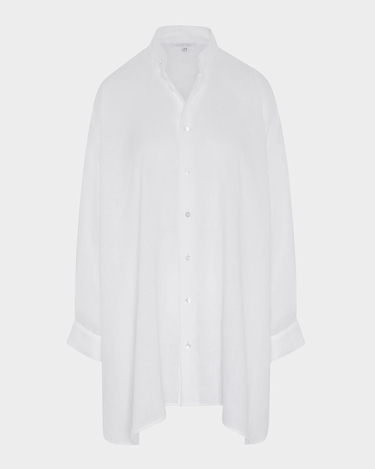 ESKANDAR WIDE A-LINE COLLARLESS SHIRT WITH SLITS (LONG PLUS) 