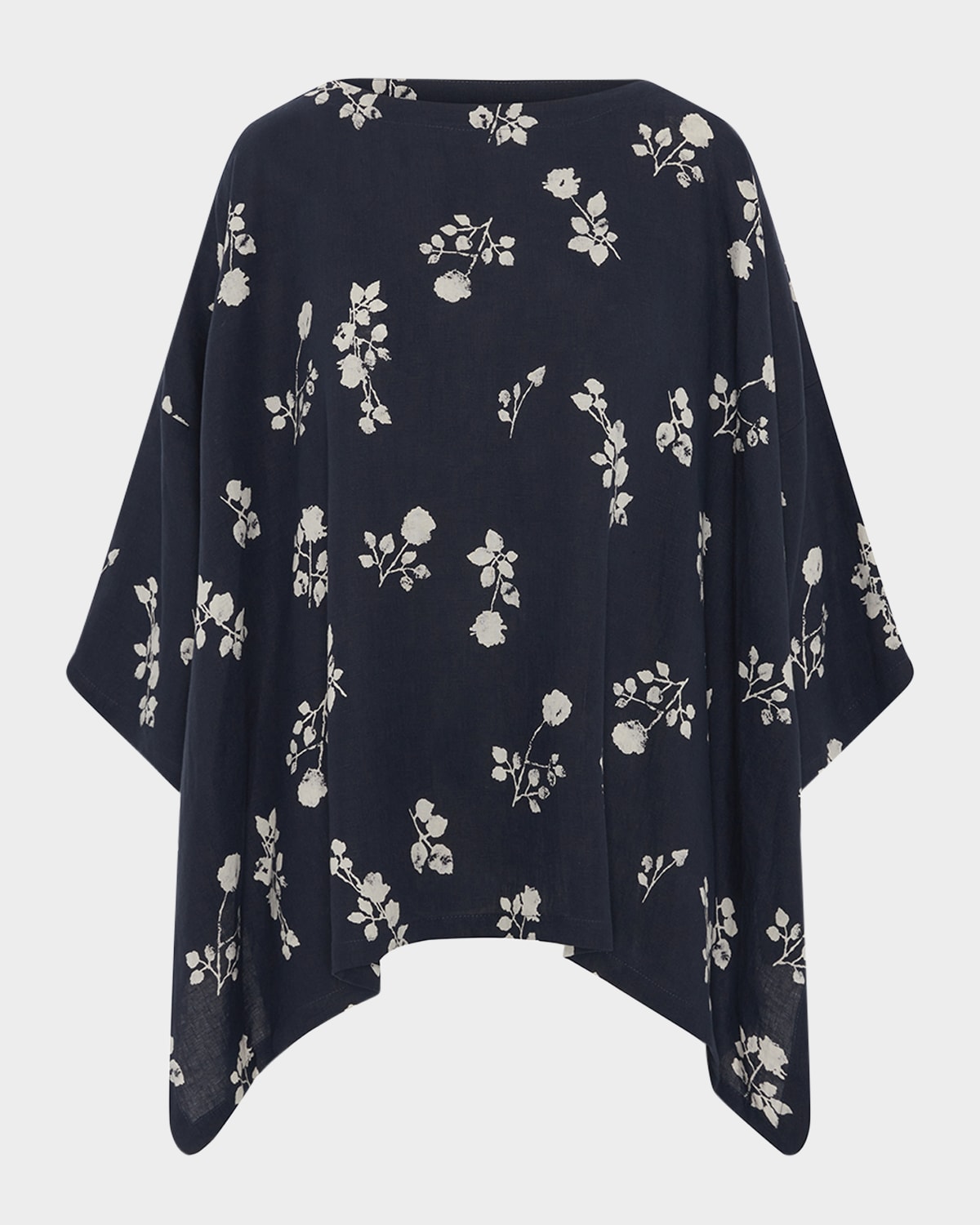 Shop Eskandar Dps Scoop-neck 3/4-sleeve Top (mid Plus Length) In Navy