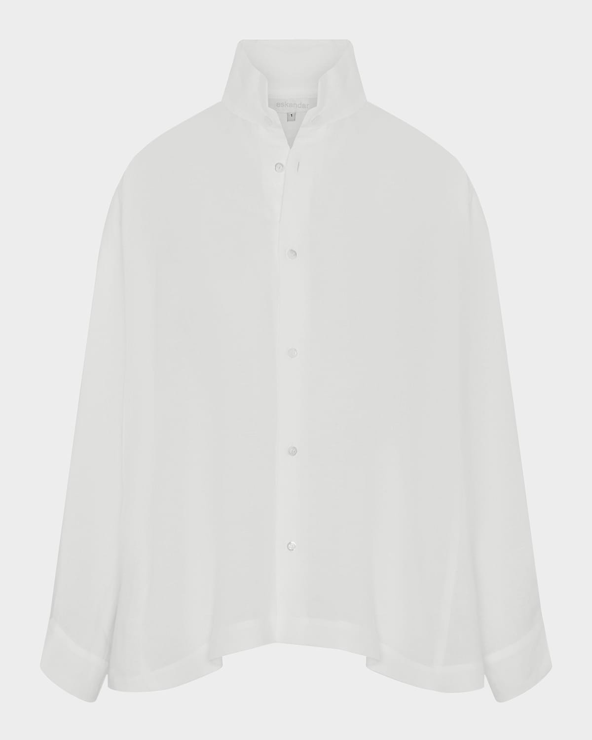 Eskandar Caucasus Shirt With Notch Collar (mid Plus Length) In White