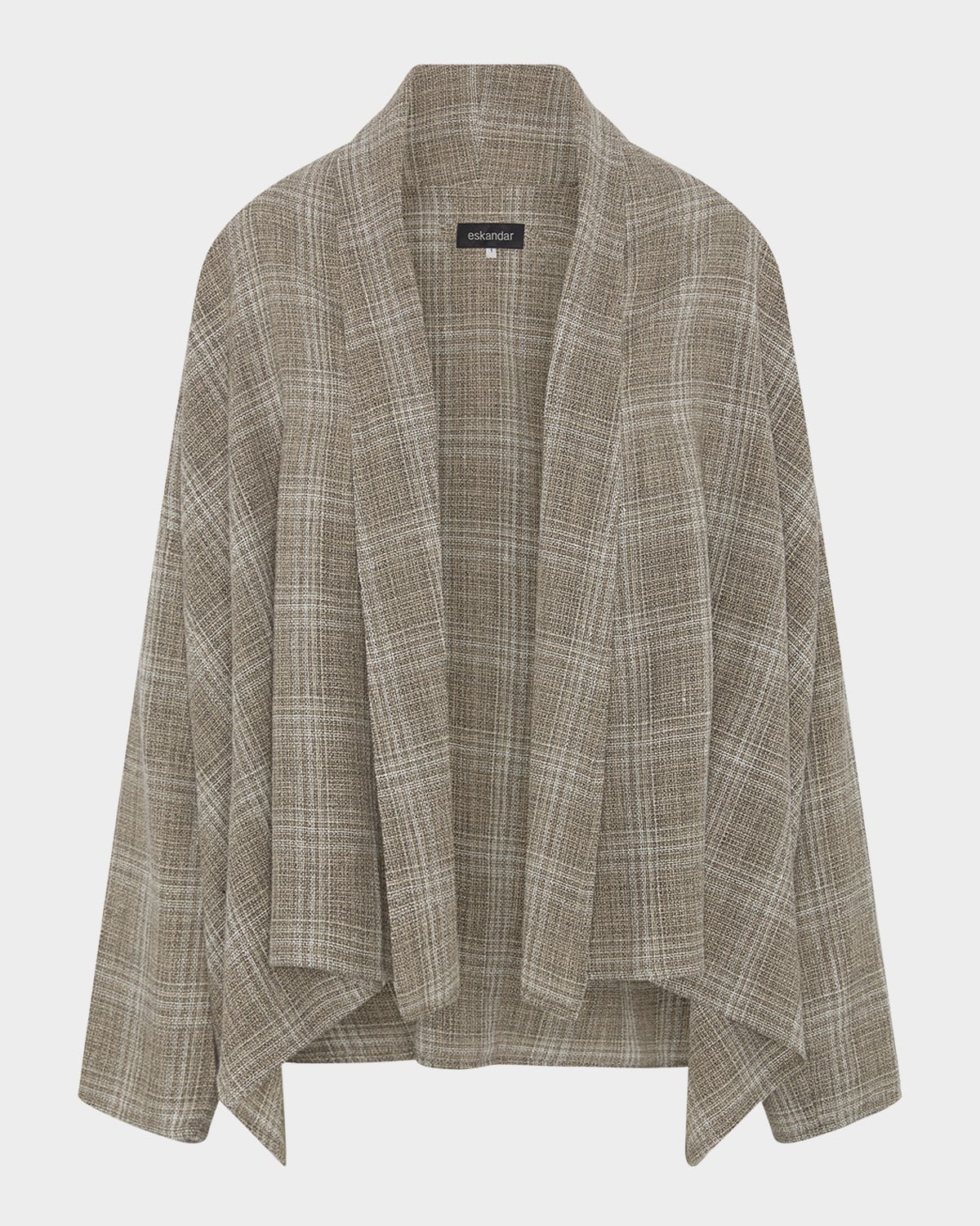ESKANDAR WIDE A-LINE SCRUNCH SHAWL-COLLAR JACKET (MID PLUS LENGTH) 