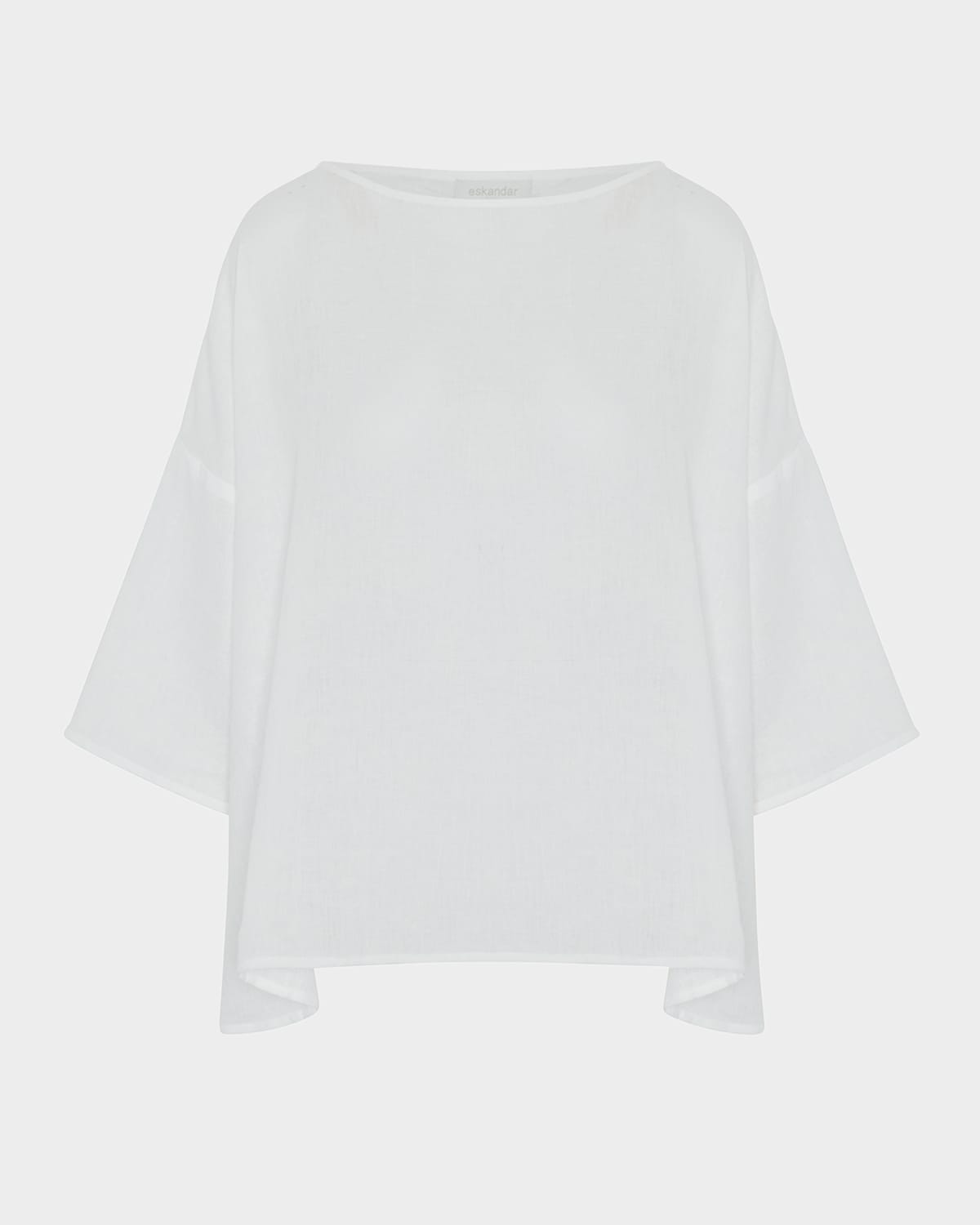 ESKANDAR SLOPED SHOULDER WIDE A-LINE SCOOP NECK TOP (MID LENGTH) 