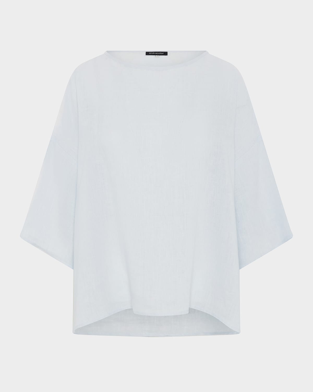 ESKANDAR SLOPED SHOULDER WIDE A-LINE SCOOP NECK TOP (MID LENGTH) 