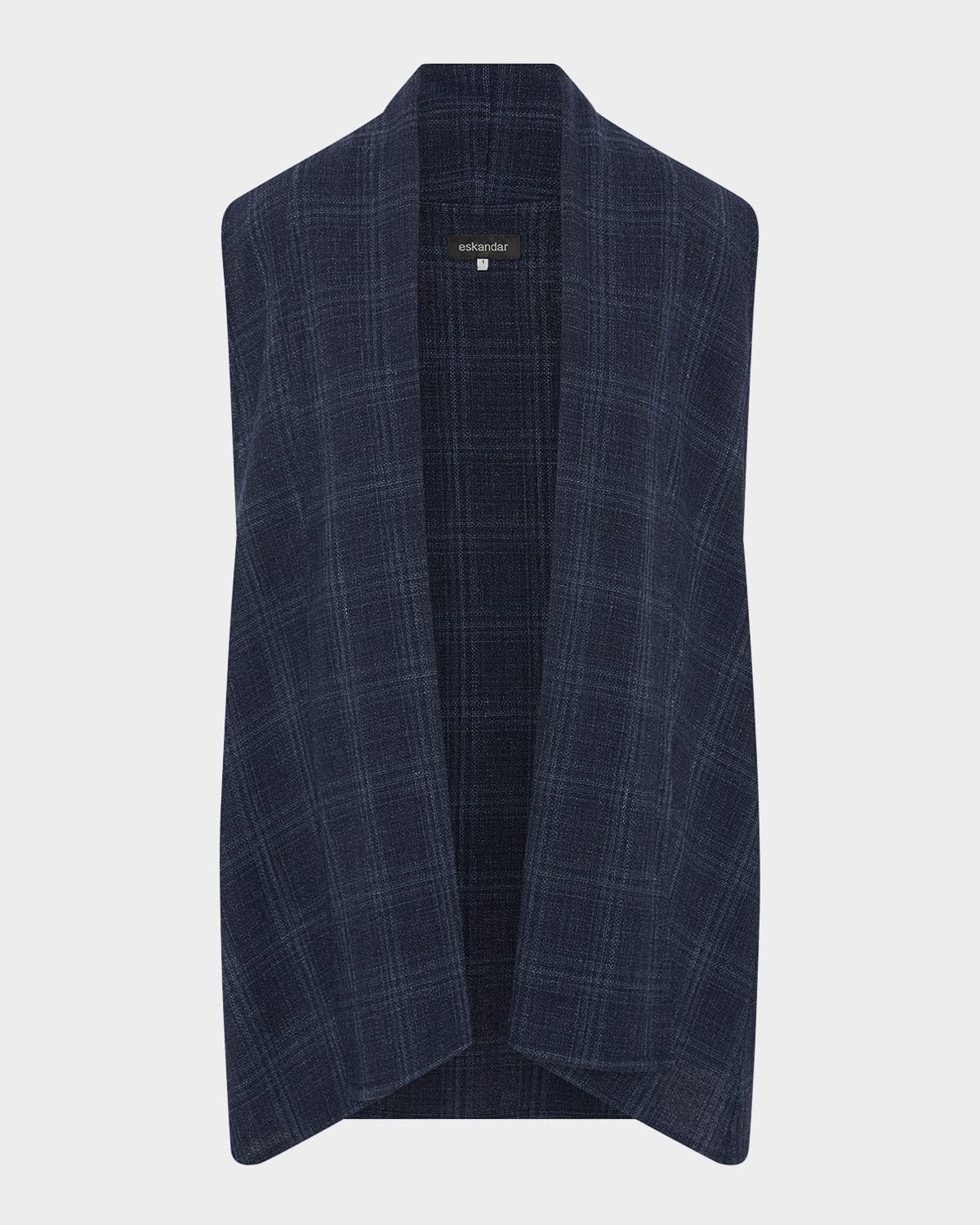 Eskandar A-line Scrunch Shawl-collar Waistcoat (long Length) In Navy
