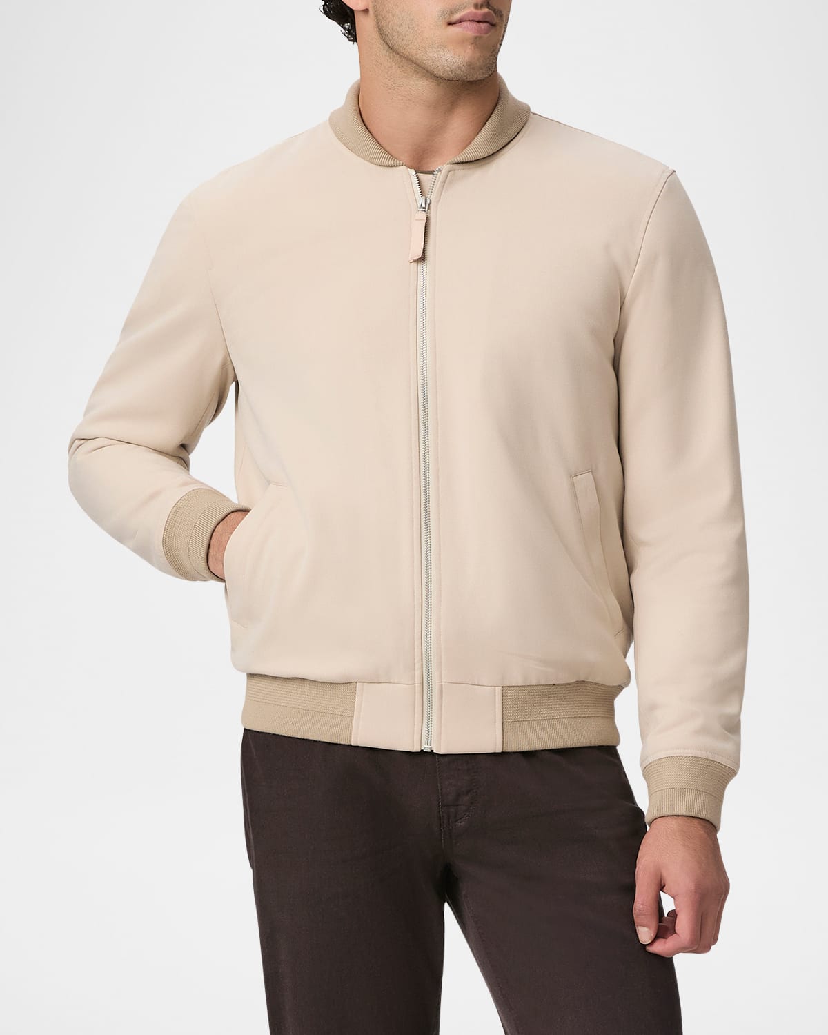 Paige Men's Timothy Twill Bomber Jacket In Moonstrk