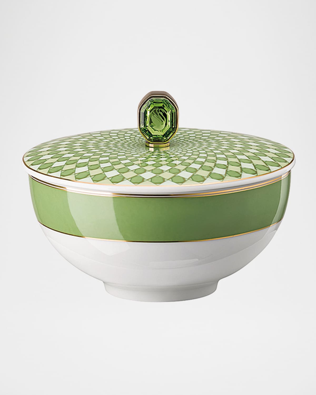 Swarovski Signum Rice Bowl With Lid, 11 Oz. In Green