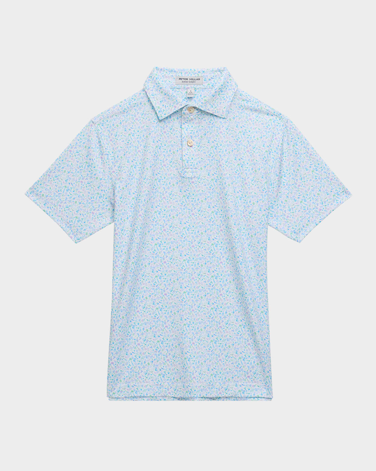 Peter Millar Boy's Island Jammin Performance Jersey Polo Shirt In White