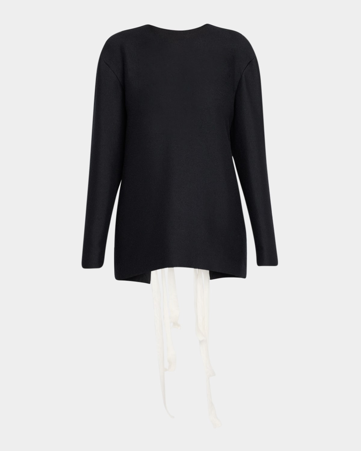 The Row Guri Ribbon Back Brushed Cashmere Top In Black