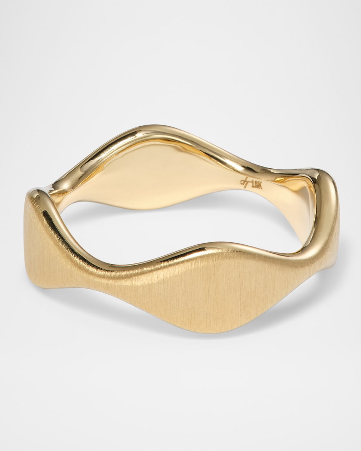 18K Yellow Gold Double Curve Stacking Ring, Satin