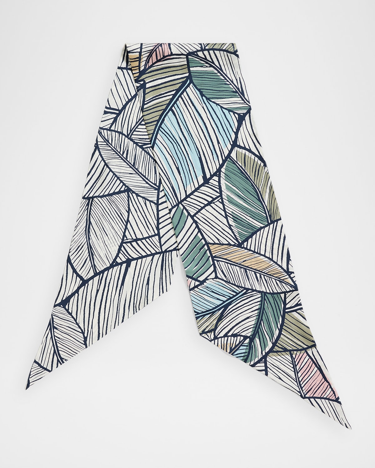 Men's Silk Leaf-Print Neck Scarf