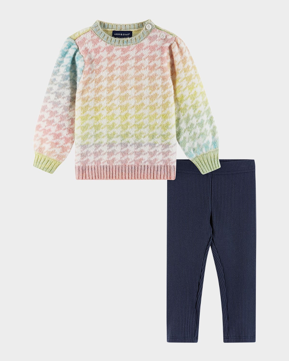 ANDY & EVAN OMBRE RAINBOW HOUNDSTOOTH SWEATER & LEGGING SET 
