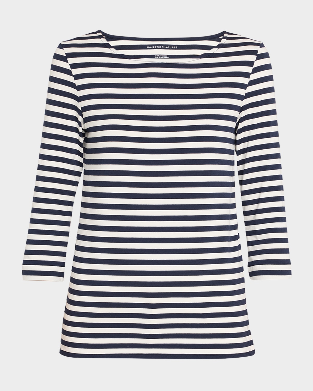 MAJESTIC SOFT TOUCH BOATNECK STRIPED JERSEY T-SHIRT 