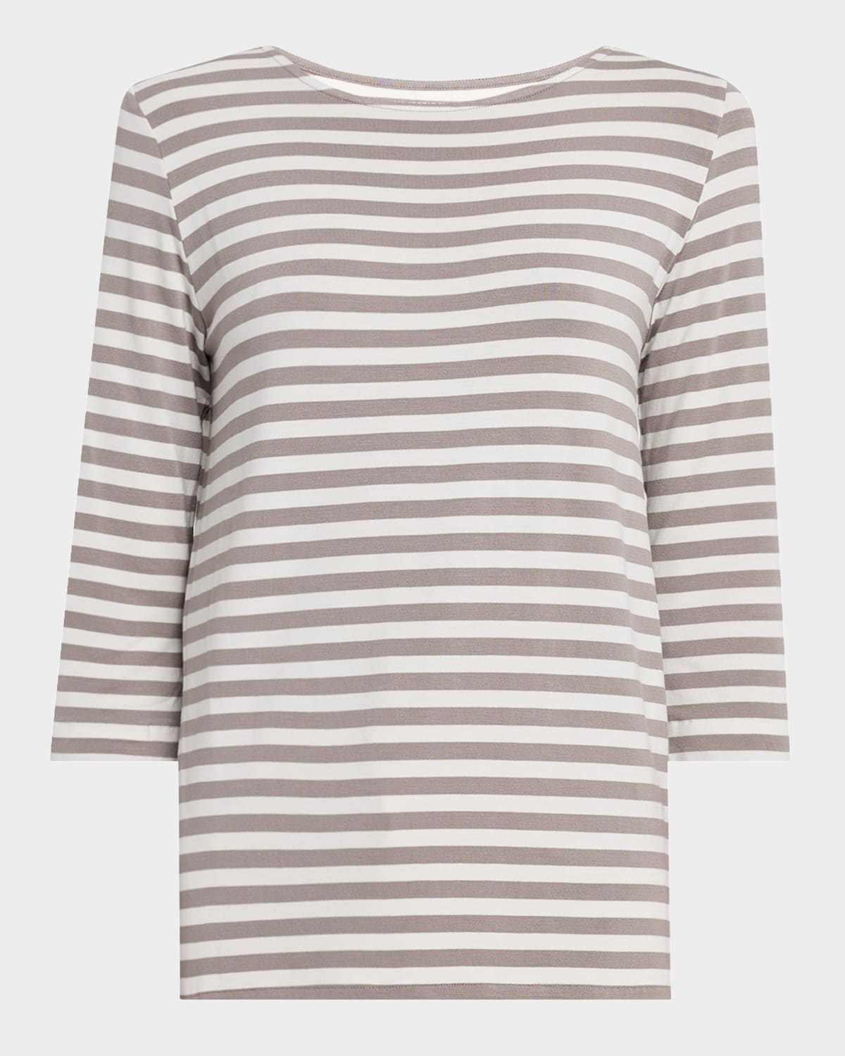 MAJESTIC SOFT TOUCH BOATNECK STRIPED JERSEY T-SHIRT 