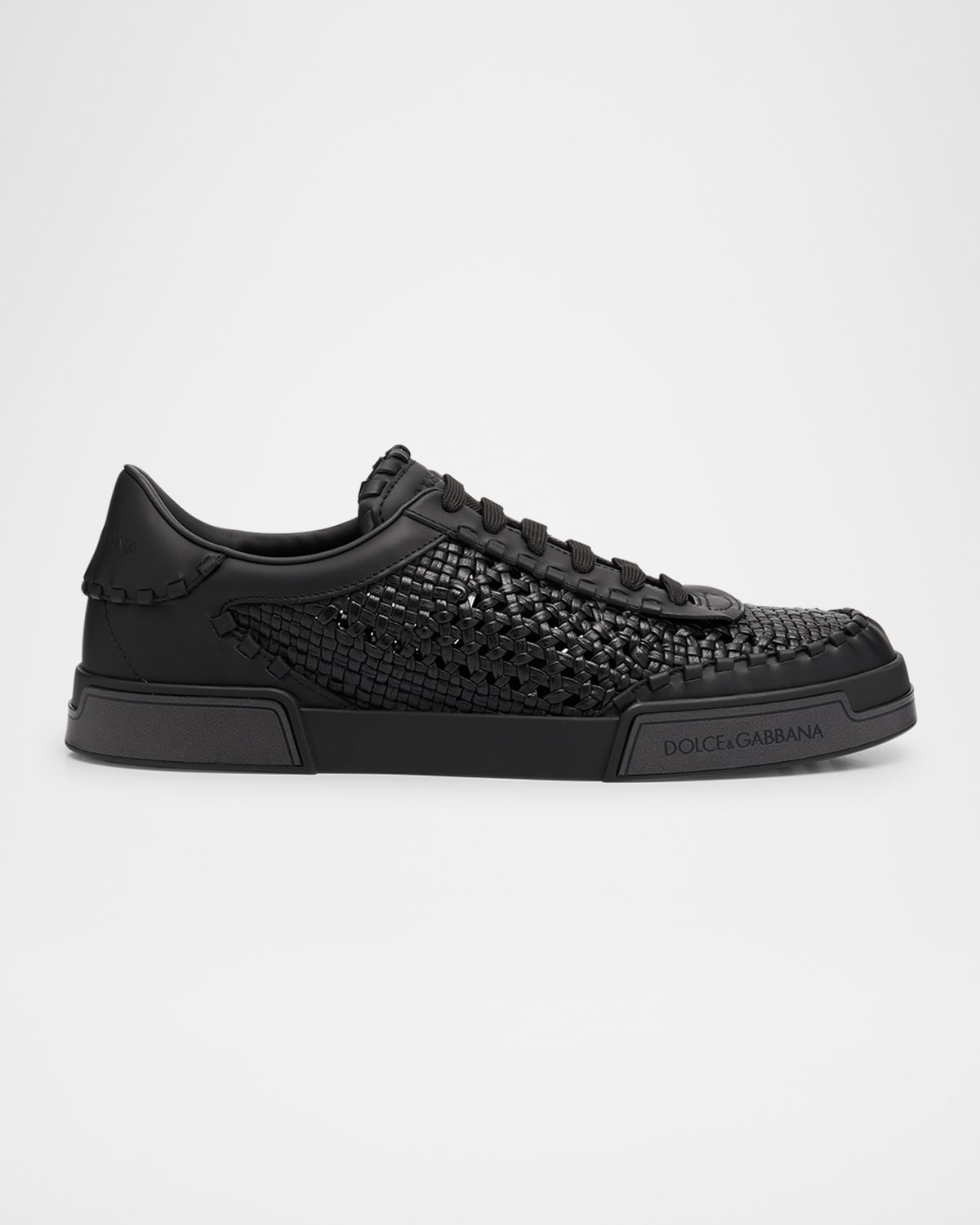 Dolce & Gabbana Round Toe Leather Low Top Sneakers
