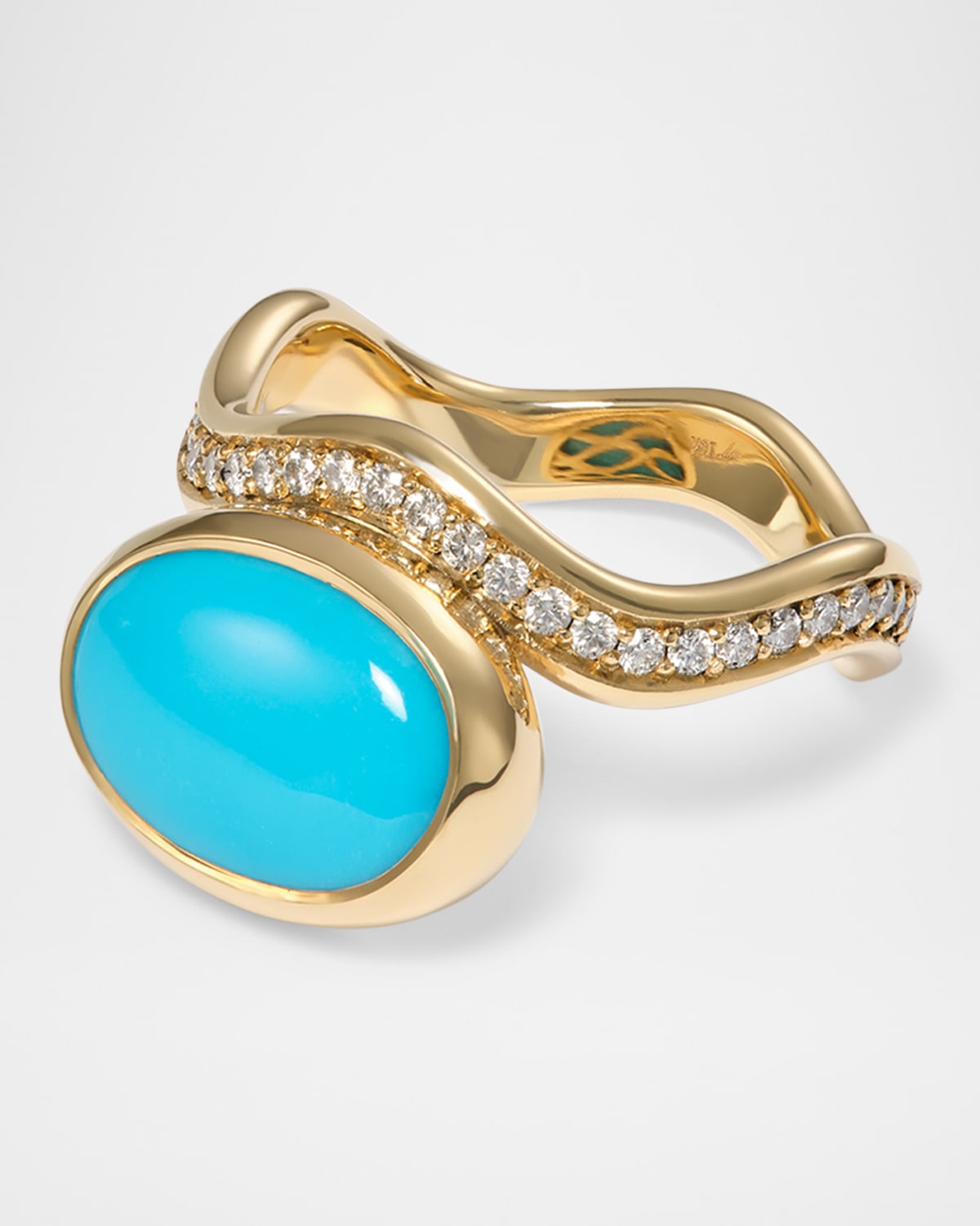 Aurora 18K Yellow Gold Turquoise and Diamond Statement Ring