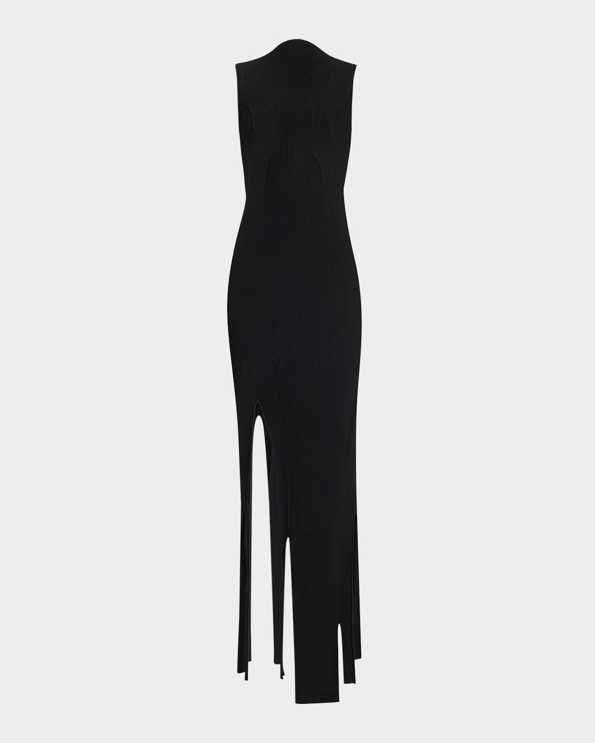 VICTORIA BECKHAM PLAIT-DETAIL RIB SLEEVELESS MIDI DRESS 