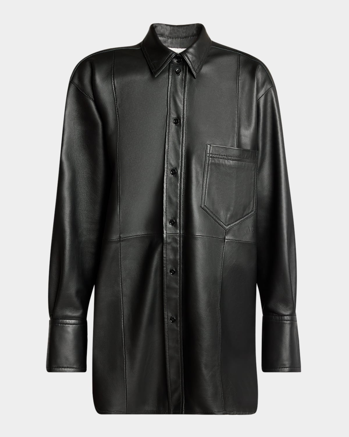VICTORIA BECKHAM LEATHER OVERSIZED BUTTON-DOWN SHIRT 