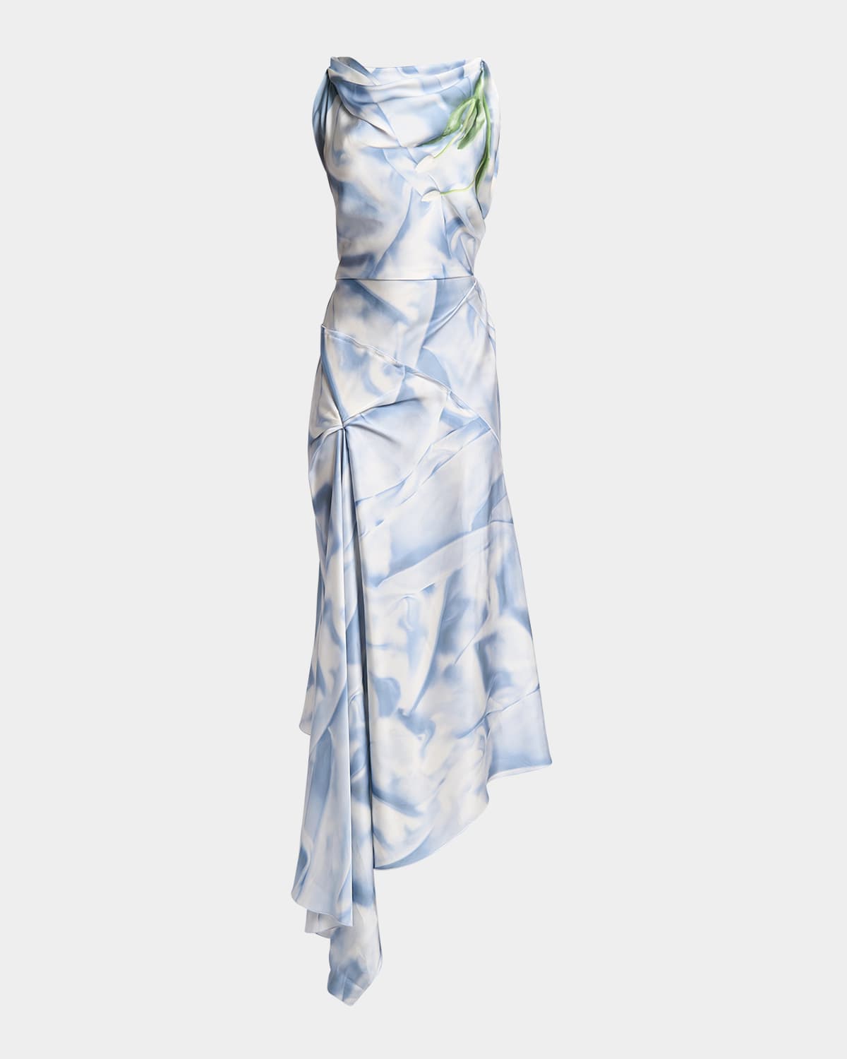 VICTORIA BECKHAM ASYMMETRIC DRAPED SLEEVELESS MIDI DRESS 