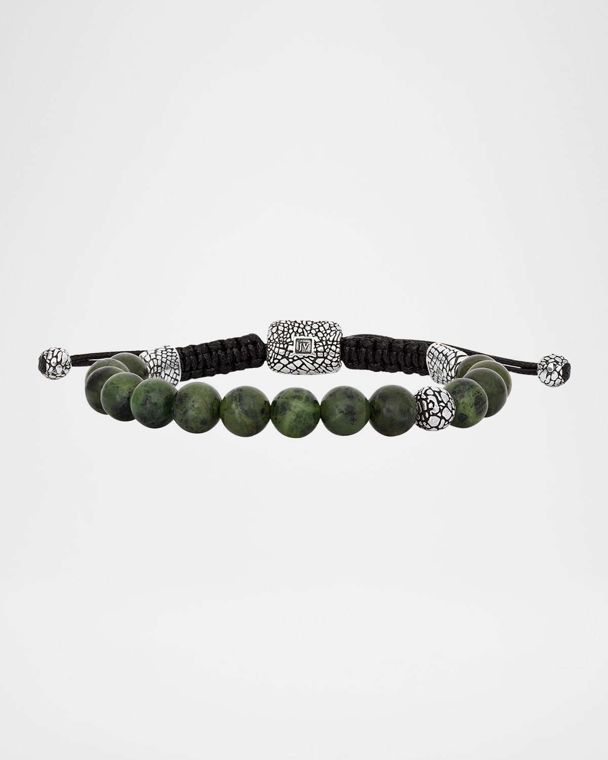 Men's Snakeskin Sterling Silver Jade Beaded Bracelet