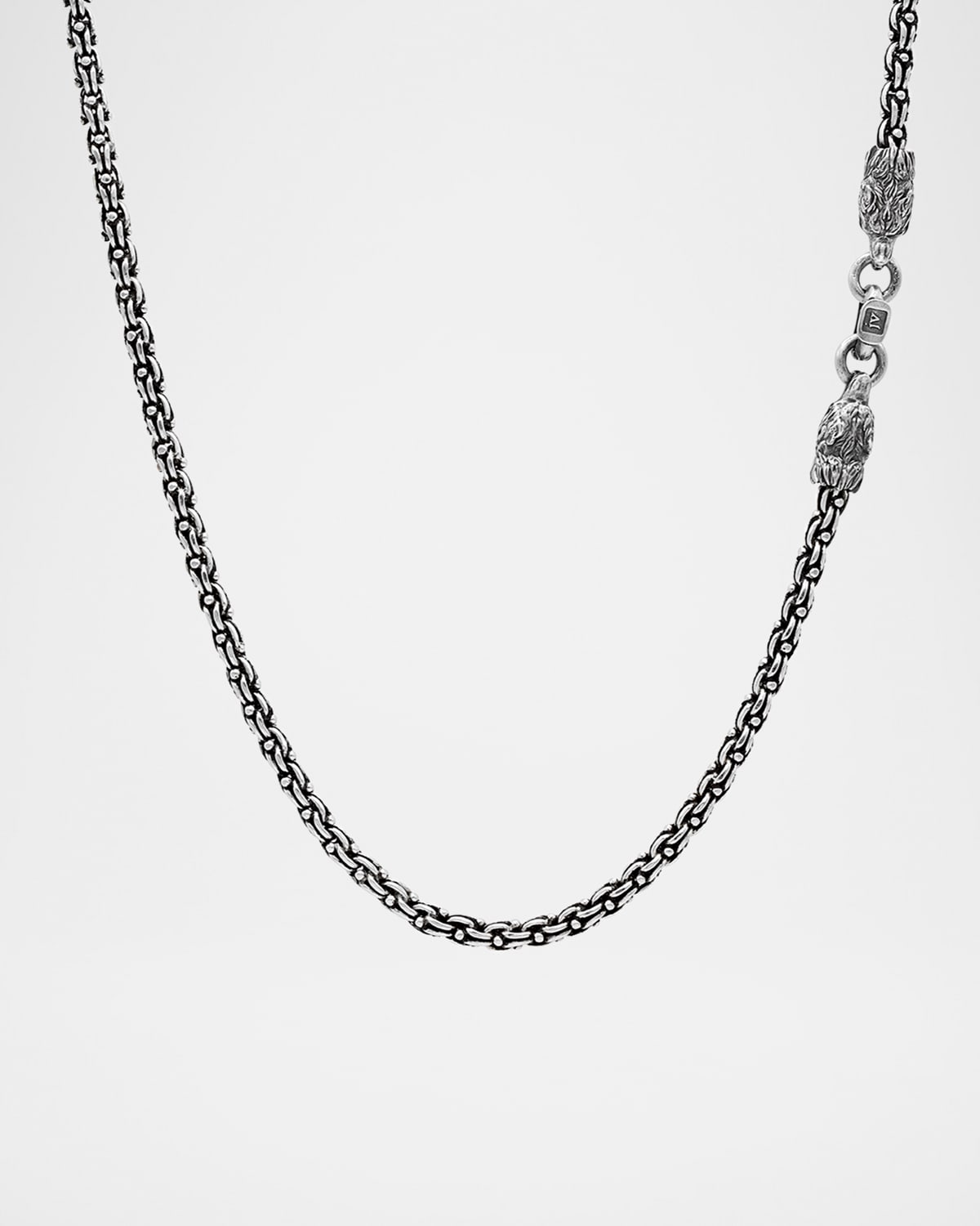 Men's Sterling Silver Wolf-Clasp Chain Necklace, 24"L
