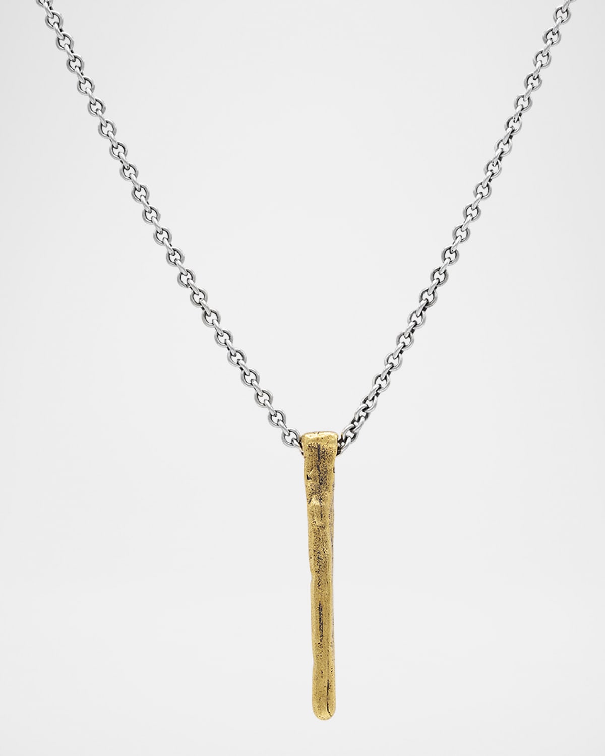 Men's Brass and Sterling Silver Nails Pendant Necklace, 24"L