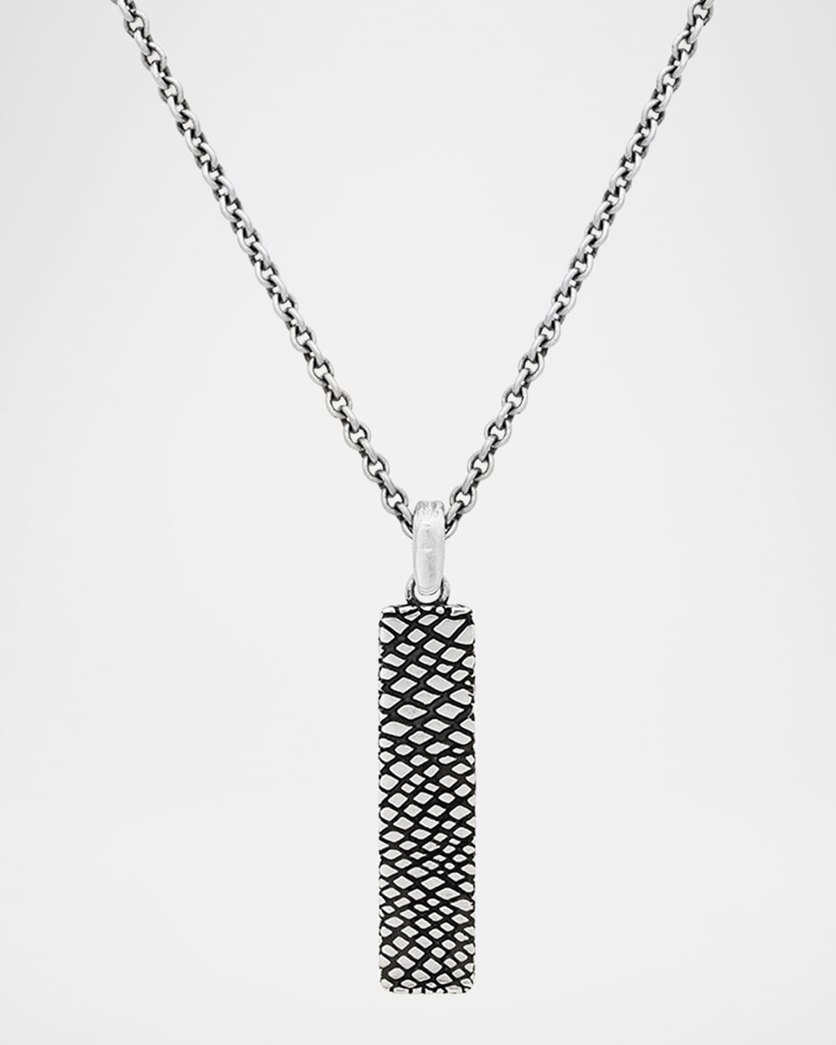 Men's Sterling Silver Snakeskin Rectangle Pendant Necklace, 24"L