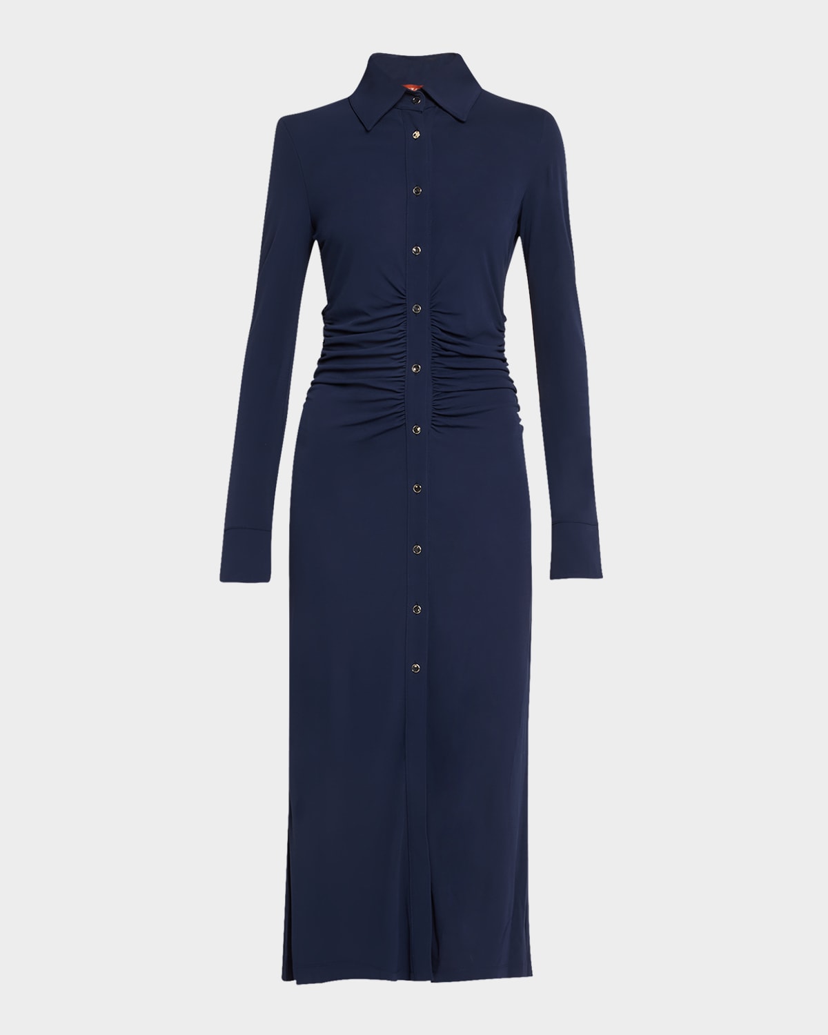 Altuzarra Claudia Ruched Long Sleeve Jersey Shirtdress In Berry Blue